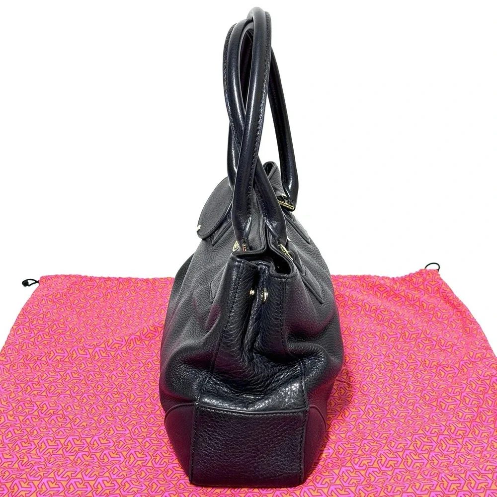 Tory Burch Robinson Triple Compartment Black Pebbled‎ Leather Tote Shoulder Bag